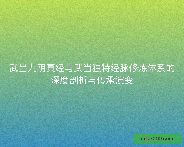 武当九阴真经与武当独特经脉修炼体系的深度剖析与传承演变